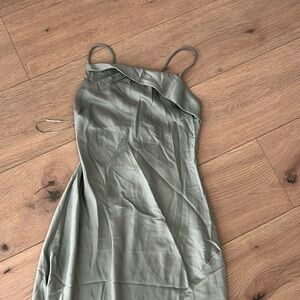 Astr Sage Green Satin Dress
